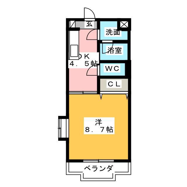 コスモス(1DK/3階)の間取り写真
