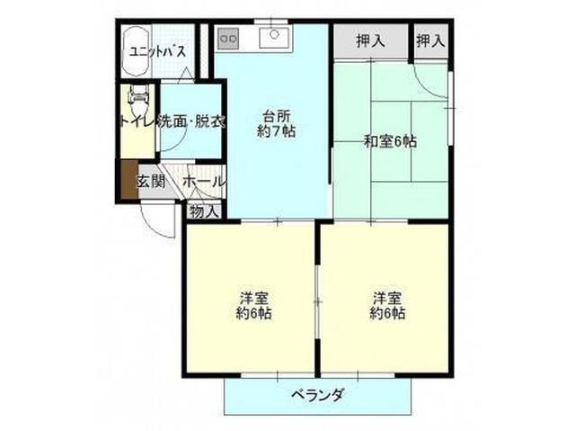 サンクスタウンB棟(3DK/1階)の間取り写真