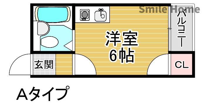 コルベール玉出(ワンルーム/3階)の間取り写真