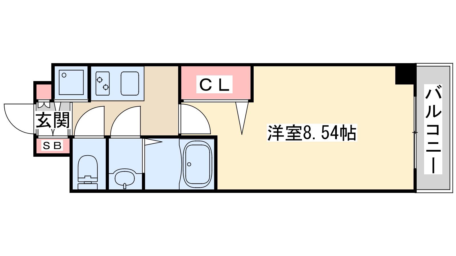 アジュール江坂(1K/7階)の間取り写真