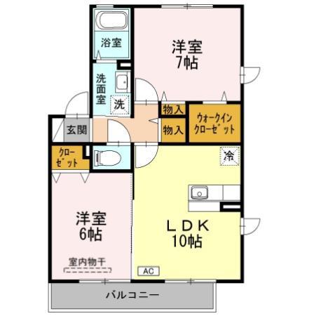 ボナールII(2LDK/2階)の間取り写真