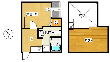 INSULA博多(1K/2階)の間取り写真