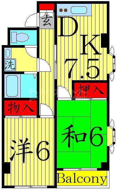 レジデンスファースト(2DK/2階)の間取り写真