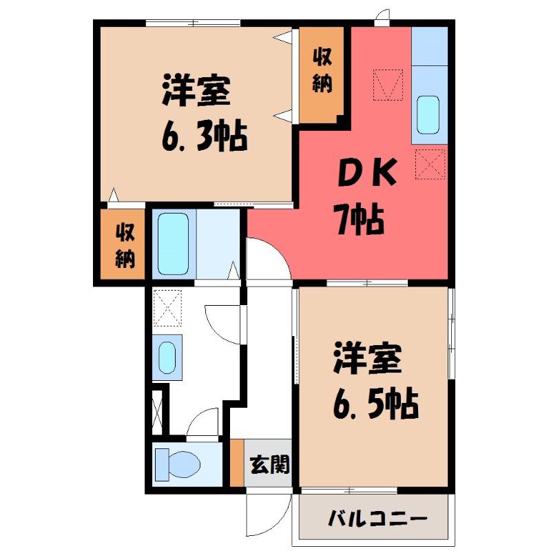 FOURSEASONS(2DK/1階)の間取り写真