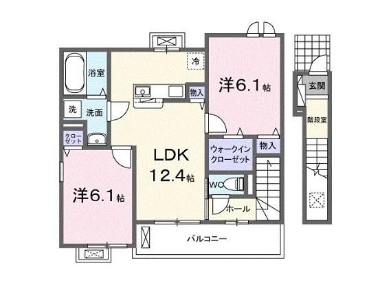 ショコラIII(2LDK/2階)の間取り写真