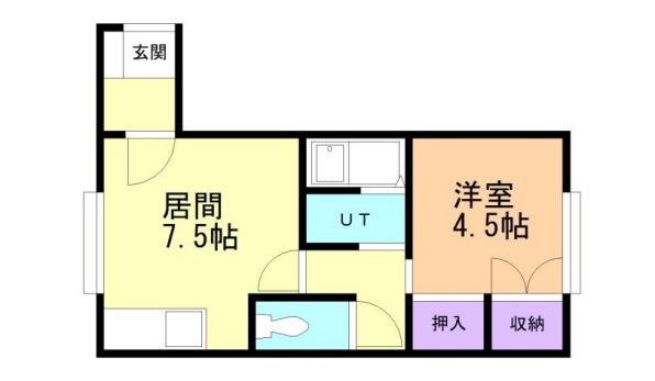 ハウスYOU66(1DK/1階)の間取り写真