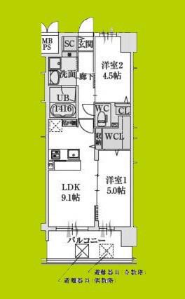 スプランディッド大阪ベイサイドDUE(2DK/12階)の間取り写真