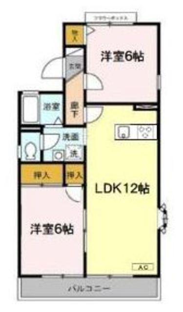 セジュールジュネス(2LDK/2階)の間取り写真
