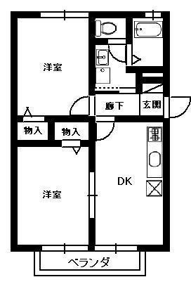 サンモール道形(2DK/1階)の間取り写真