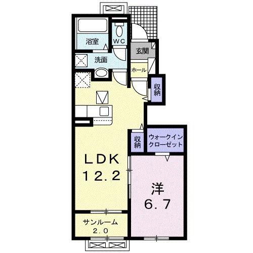 ウッドリーフ(1LDK/1階)の間取り写真