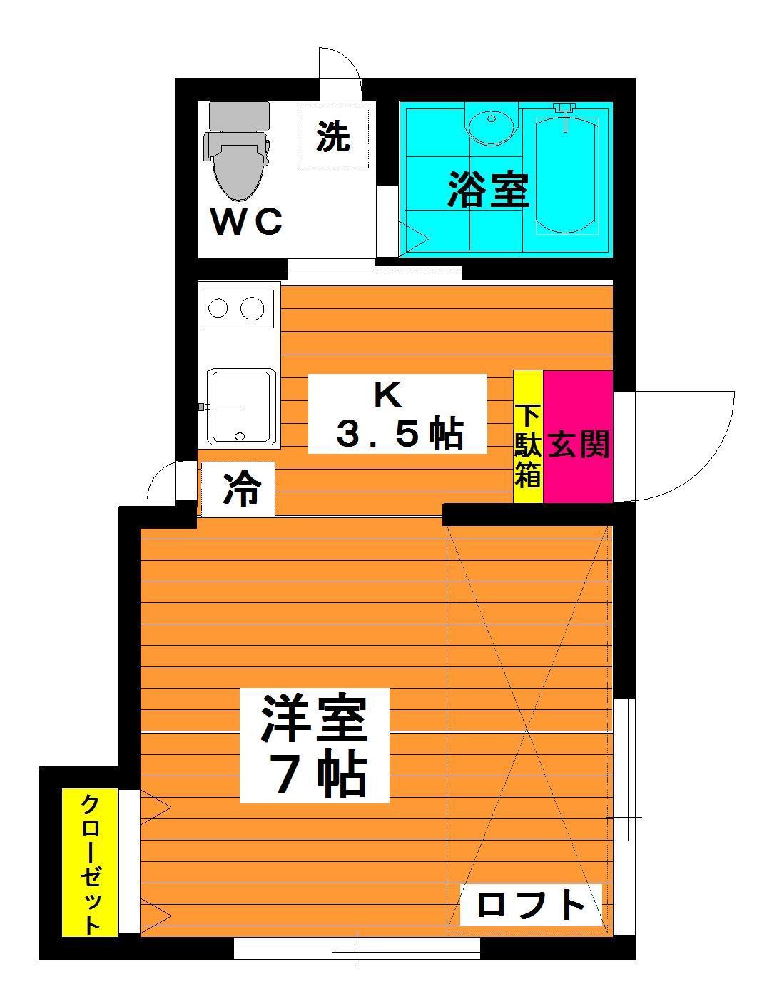 むつみ橋アベニュー(1K/2階)の間取り写真