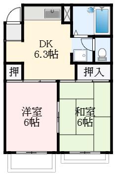 フェリスマンションII(2DK/2階)の間取り写真