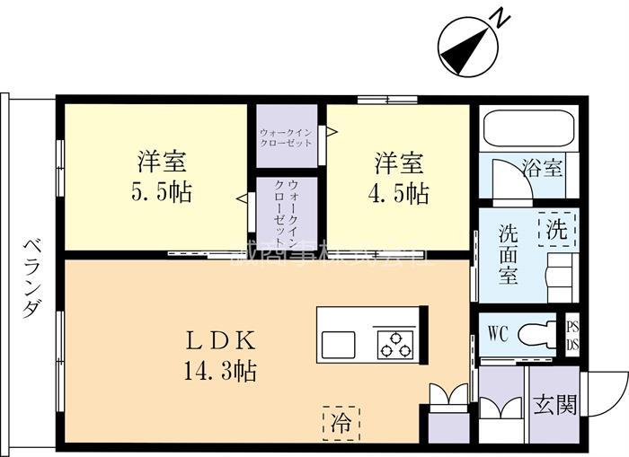 コートルクス流星台(2LDK/2階)の間取り写真