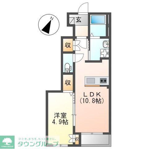 ルオント ヴァロ(1LDK/1階)の間取り写真