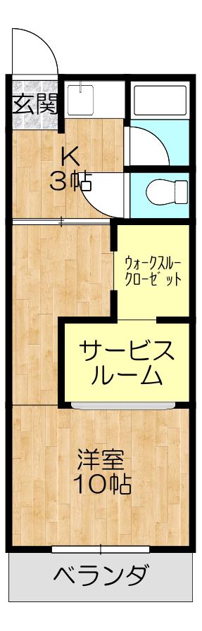 パンプキン城南(1SK/1階)の間取り写真