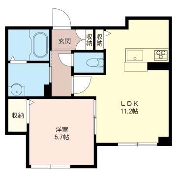 フロリサント(1LDK/1階)の間取り写真