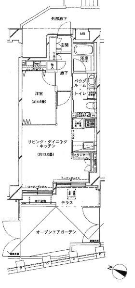 Dクラディアイヴァン代々木参宮橋(1LDK/1階)の間取り写真