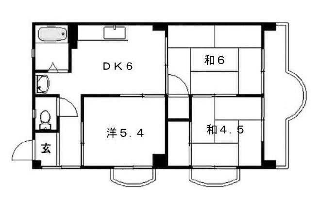 明不マンション太寺(3DK/2階)の間取り写真