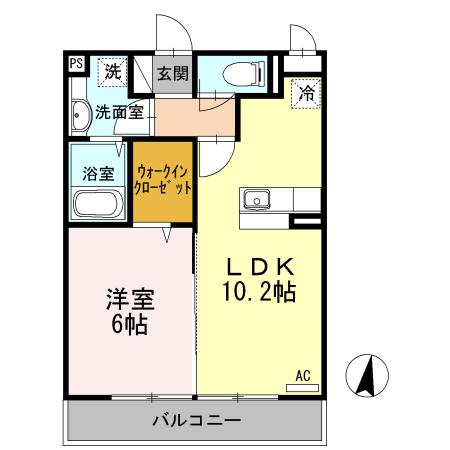 プレヴェール南林間(1LDK/2階)の間取り写真