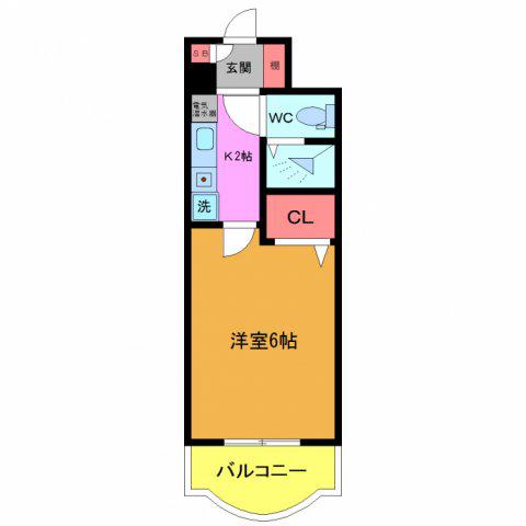 リッシェル南行徳 弐番館(1K/2階)の間取り写真