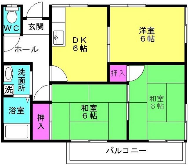フレグランス浜の宮(3DK/1階)の間取り写真