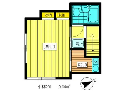 小林荘(1K/2階)の間取り写真