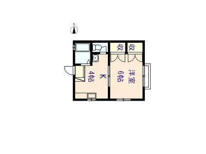 瀬尾コーポ(1K/1階)の間取り写真