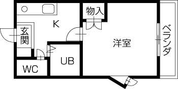 エスポアール横田(1K/2階)の間取り写真