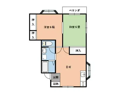 ピアハイム(2DK/2階)の間取り写真