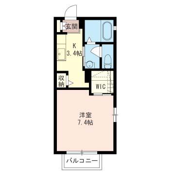 ヴァンクール(1K/2階)の間取り写真