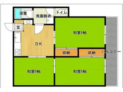 第1タイガービル(3DK/2階)の間取り写真