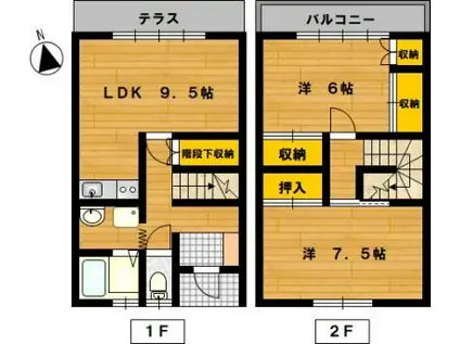 河津アパート(2LDK/1階)の間取り写真