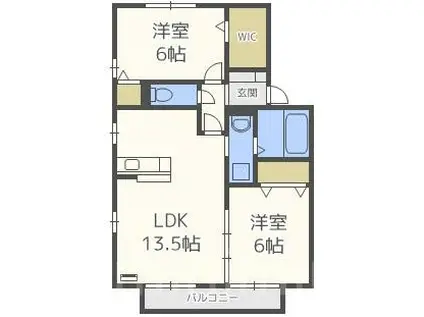 セジュール トリニテ(2LDK/1階)の間取り写真