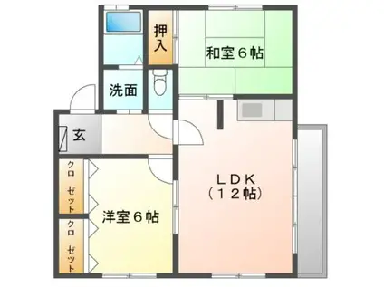 ビアンカ(2LDK/2階)の間取り写真