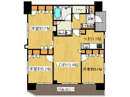 クリオ高幡不動駅前(3LDK/7階)の間取り写真