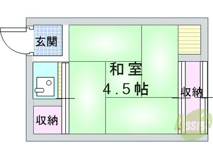 宝来荘(ワンルーム/2階)の間取り写真