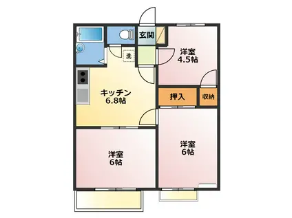 メゾン常盤(3DK/2階)の間取り写真