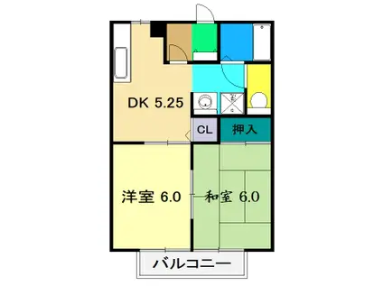 ウイング神田A(2DK/1階)の間取り写真