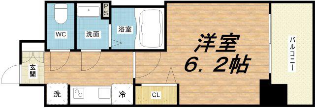 プレサンス大国町ブライス(1K/2階)の間取り写真