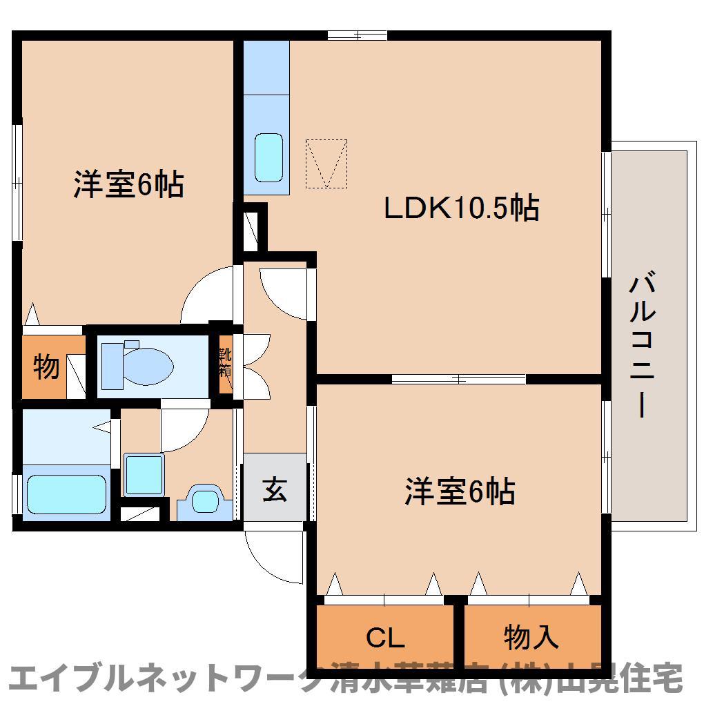 ウィルモア壱番館(2LDK/1階)の間取り写真