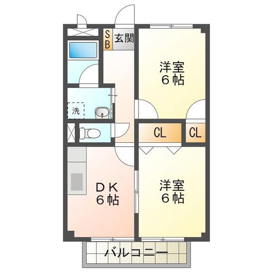 サープラスIIときわ(2DK/1階)の間取り写真