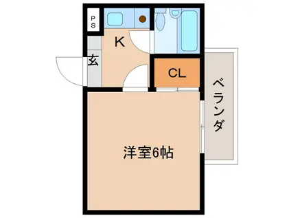 ディアコート奈良(1K/3階)の間取り写真