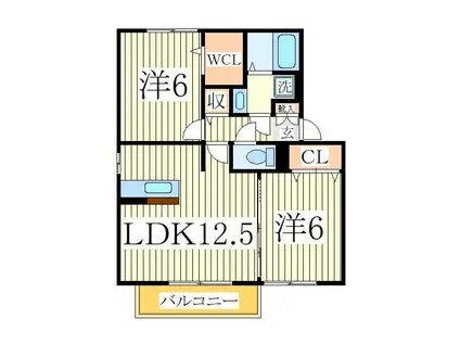 K-ウェル III(2LDK/2階)の間取り写真