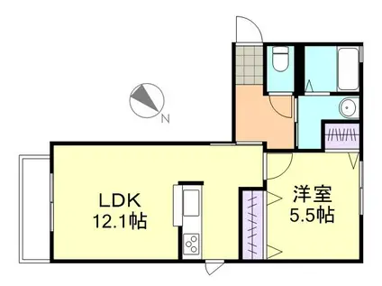 プリモ・アモーレA棟(1LDK/2階)の間取り写真