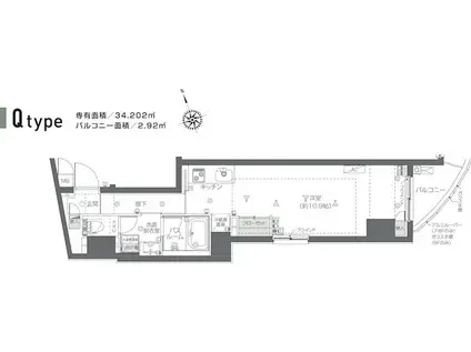 ZOOM新宿夏目坂(ワンルーム/7階)の間取り写真