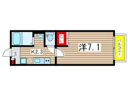 ドムス都賀(1K/1階)の間取り写真