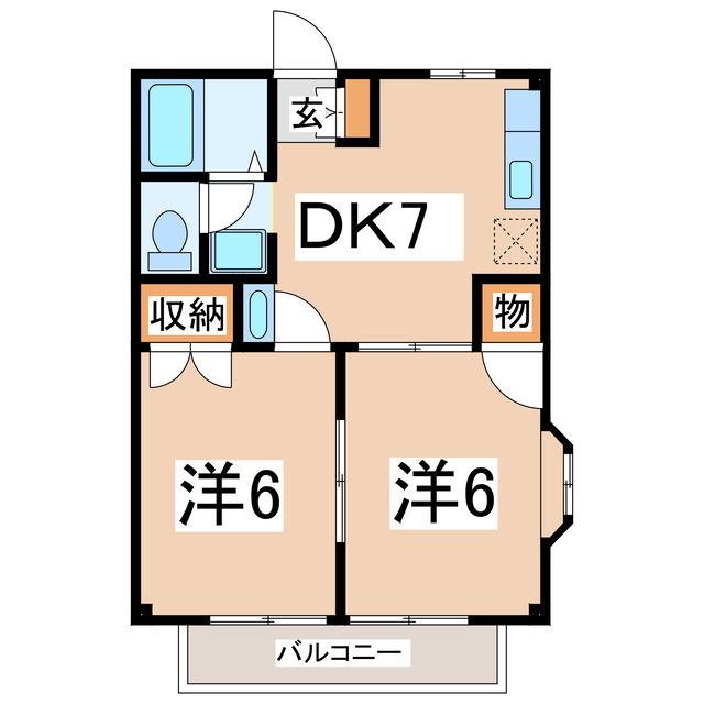 コーポシャインI・II(2DK/2階)の間取り写真