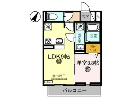 西武新宿線 新所沢駅 徒歩8分 3階建 築1年(1LDK/3階)の間取り写真
