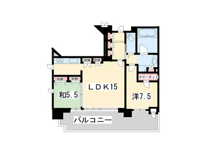 グランドヒルズ岡崎神宮道(2LDK/5階)の間取り写真
