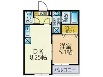 LA・ROOM(1LDK/1階)の間取り写真